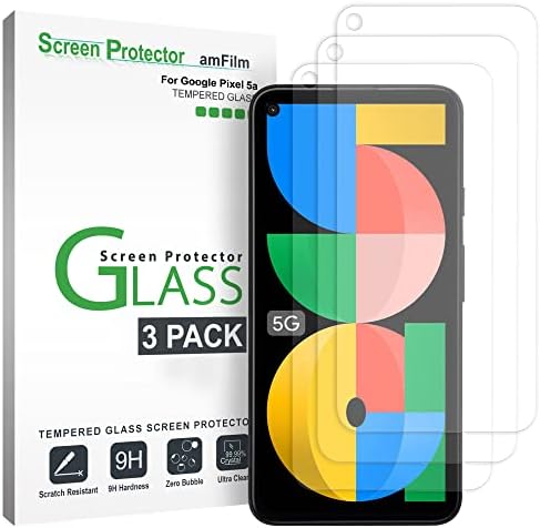 Protetor de tela de vidro temperado com amfilm para o Google Pixel 5a -5g, 0,26 mm de espessura HD CLEAR