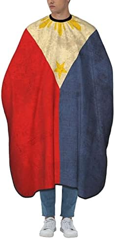 Capa de corte de cabelo de poliéster de 55x66 polegadas CAVO Retro-Filipina-Flag-Vintage Cabo Barbeiro de Salão com Acessórios de
