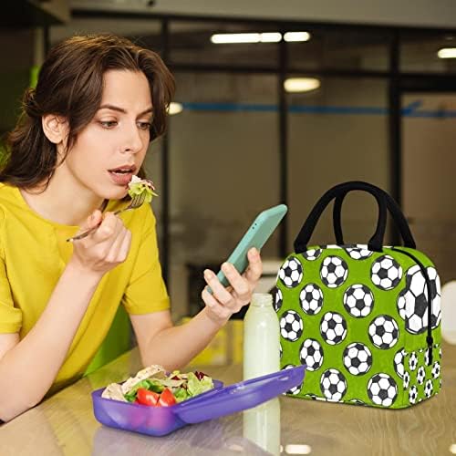 Futebol Soccer Green Pintura Lunch Saco de lancheira isolada Bag de piquenique ao ar livre Viagem de alimentos Recoladoras