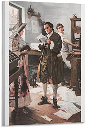 Benjamin Franklin Printer Art Poster Pintura a óleo Arte Pintura de arte de parede Decoração de parede decoração de casa Decoração