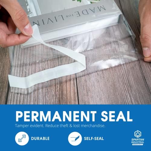 Spartan Industrial - 9 ”x 12” self SEAL Sacos poli transparentes com aviso de asfixia para embalagens, camisetas e FBA - adesivo