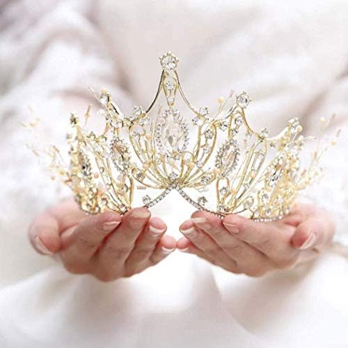 Catery Gold Barroco Crowns Crystal Bride Wedding Queen Tiara e Crown Pearl Rhinestones Crown Head Band Princesa Tiaras