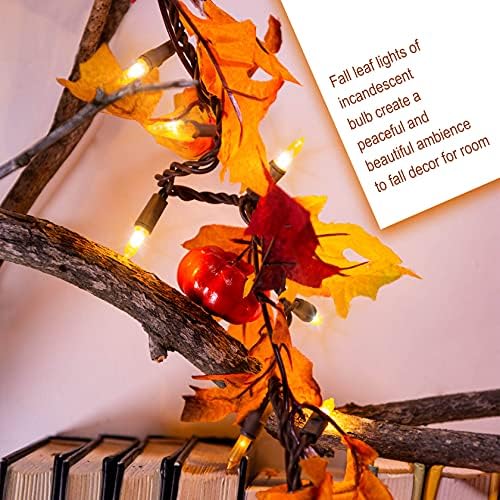 Decorações de Ação de Graças Fall Maple Leaf String Lights Conecte 120V, folhas de outono guirlanda com luzes, 35 lâmpadas Luzes de