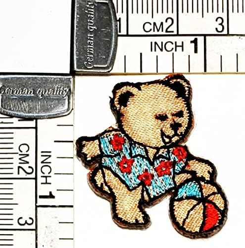 Kleenplus mini jogando bola de praia bola fofa de urso desenho animado de ferro bordado em bordado em crachá costurar