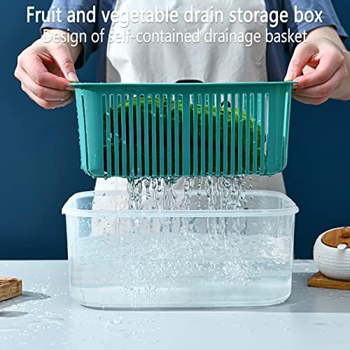 Recipientes de armazenamento de vegetais de frutas para lavagem vegetal de fridres, 2022 de desidratação de vegetais de cozinha com tampas e cesto filtrável, bpa livre, 5 tamanhos, segurança alimentar