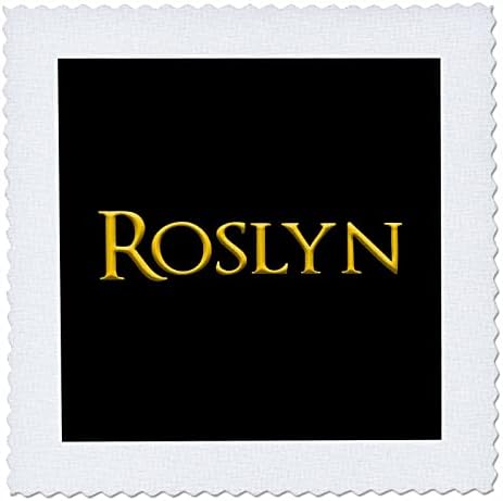 3drose Roslyn Nome da garota popular nos EUA. Amarelo no talismã negro - quadrados de colcha