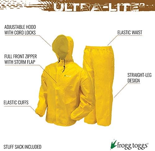 Frogg Toggs Men's Ultra-Lite2 Propertável Suporte de Chuva respirável em curta ou longa