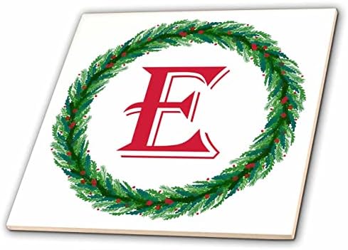 3drose Christmas Wreath Monogram E Red Initial, Sm3dr - Tiles