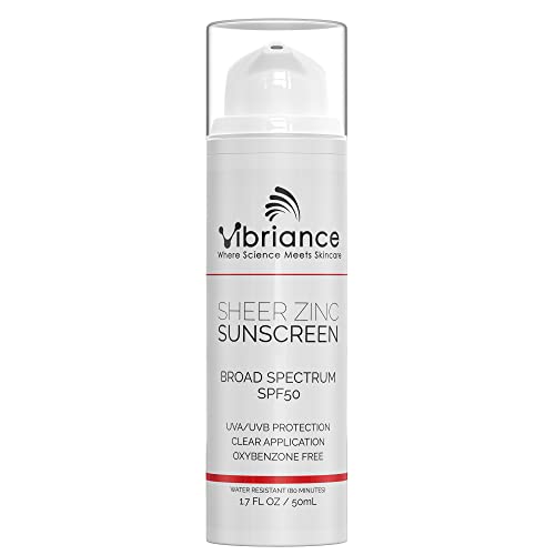 Vibração pura de zinco hidratante protetor solar, rejuvenescimento da pele, protetor solar claro | Broad Spectrum SPF 50 | 1.7 fl oz