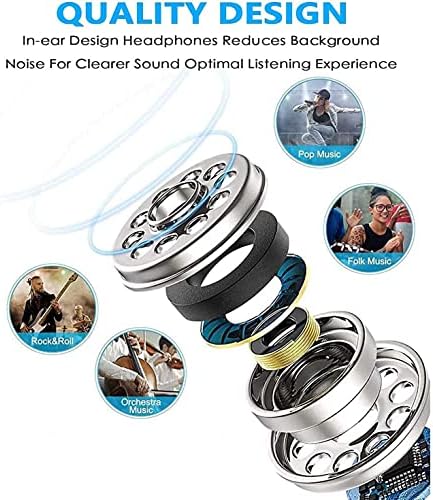 Fones de ouvido com fio Hi -Fi Sound Headphones Handsfree Mic fone de ouvido de metal de metal, fones de ouvido compatíveis com LG Prime 2 - Q70 - Stylo 4 - Stylo 4 Plus - Stylo 5
