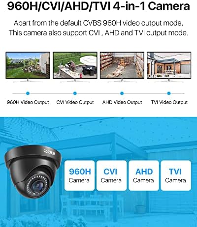 Zosi 2Pack 1080p HD Security Camera Outdoor Indoor, 80 pés IR Night Vision, câmera de cúpula CCTV à prova de intempéries