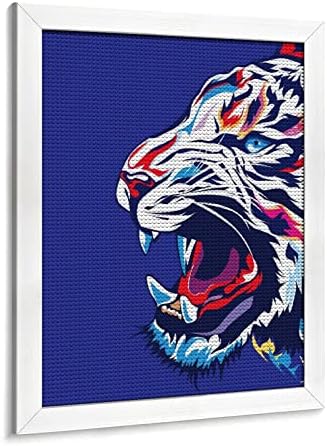Color Tiger Face Diy 5D Diamond Painting Kits com moldura de madeira artesanato completo Artes de arte para decoração