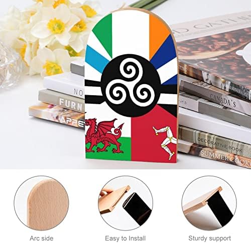Bandeira combinada das nações celtas Small Wood Books suportes suportam prateleiras de serviço pesado não deslizantes Stand para Office Home Kitchen Library