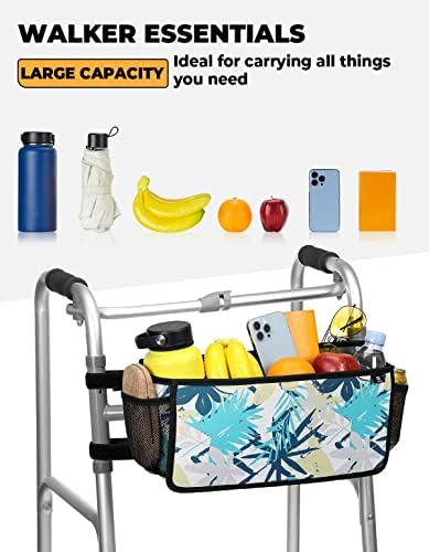 Wiicare Walker Basket para dobrar Walker, cesto para caminhantes para idosos com porta -copos, bolsa de caminhada dobrável,