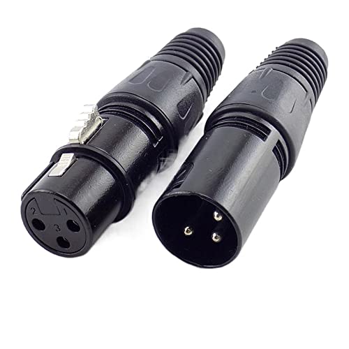 1 par masculino e feminino de 3 pinos Audio AV Cable Plug Plug Mic Terminais de cabo Plugue de som