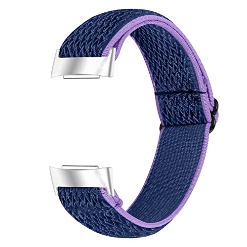 EIEUUK Relógio Banda Compatível com Fitbit Charge 5 Nylon Loop tira, Substituição de pulseira esportiva elástica