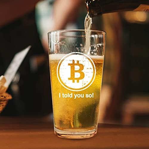 Du Vino Bitcoin Eu disse a você So Pint Beer Glass -Presente de 16 onças para Crypto Trader BTC Bitcoin Investidor Hodl