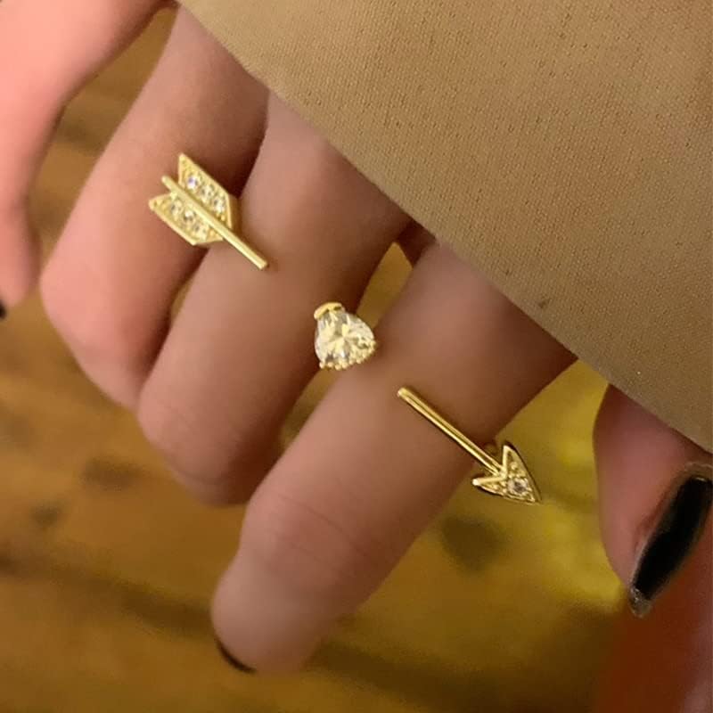 Oyalma Style Cupid Heart Arrow Rings para mulheres Ajuste de dois dedos Anel de zircão de zircão de jóias Casamento de casamentos
