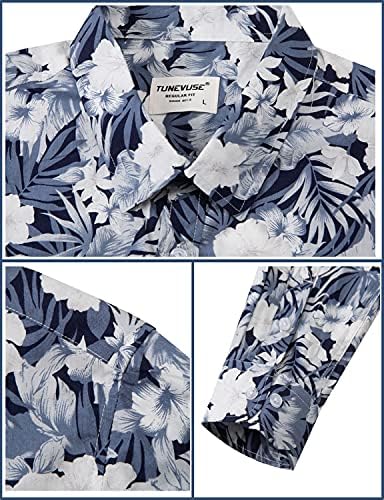 TUNEVUSE Mens de manga comprida camisa floral camisa florida Padrão de impressão de botão para baixo camisetas algodão