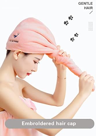 Toalha de cabelo de Czmylzytt, turbante 3 pacote, toalha de cabelo de microfibra, super absorvente, orelhas de coelho, secagem de cabelo com botão, chapéu de cabelo seco, tampa de banho embrulhada