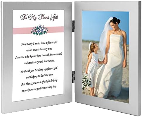 Presente de casamento da Flower Girl da noiva, poema fofo em moldura dupla, adicione foto de 4x6 polegadas