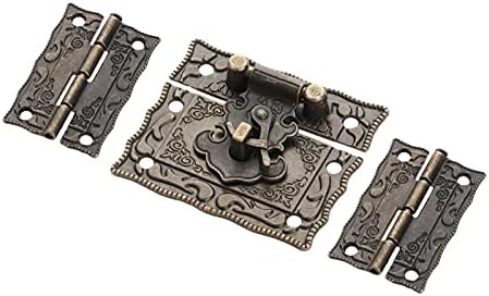 Chunyu Antique Bronze Padlock Bloqueio Jóia de jóias Caixa de madeira trava Hasp feche +2pcs armário de mala de dobradiça móvel vintage hardware decorativo