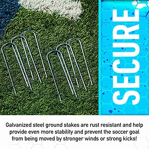 Franklin Sports Competition Soccer Goal - Steel Backyard Soccer Goal With Net - Inclui 6 Estacas de Terra - 12 'x 6' Gol