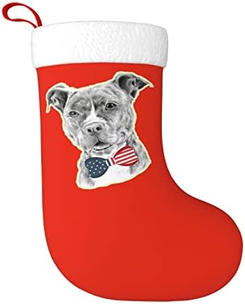 Cutedwarf pitbull com laços meias de Natal ornamentos de férias lareira meias penduradas meias de 18 polegadas de 18 polegadas