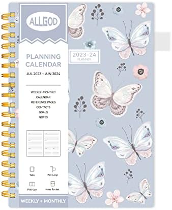 AllGod 2023-2024 Planner Weekly & Monthly Agenda Book Calendário Anual planejando fazer notebook para garotas, 2023 de junho de 2024 com guias mensais, bolso interno, capa à prova d'água, loop de caneta, limite em espiral
