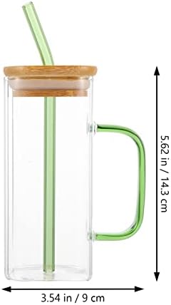 Copas de vidro Zerodeko jarra de pedreiro transparente bebendo copos com tampa de bambu e palha reutilizável garrafa de água gelada cofres cofres de cerveja Tumbler de viagem de vidro para suco de água de smoothie verde