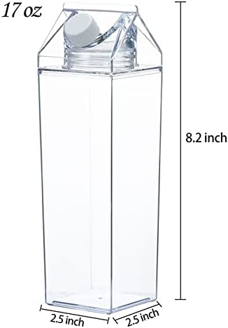 CEZOYX 6 Pacote de leite plástico garrafa de água, caixas de leite de plástico de 17 oz linhagem de copo portátil de copo de suco de suco para esportes, ao ar livre, acampamento de viagens, atividades escolares