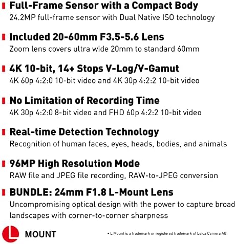 Panasonic Lumix S5 Câmera de Minfito Fullless e Lumix S F1.8 Lens F1.8