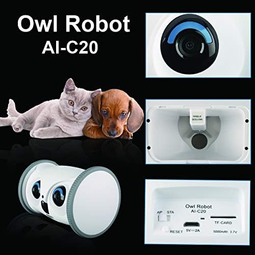 Skymee Owl Robot, Pet Camera Treat Dispenser Interactive Toy for Dogs Cats com controle de aplicativo de telefone remoto para mulheres