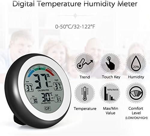 KLHHG Termômetro interno digital Hygrômetro Touchscreen Monitor de umidade do medidor de temperatura
