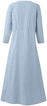 Vestidos femininos 2023 manga de linho de algodão vestido de bolso casual mangas quartos de vestidos sexy vestidos