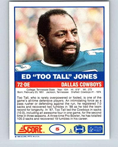 1989 Pontuação #5 Ed Too Hall Jones NM-MT Cowboys