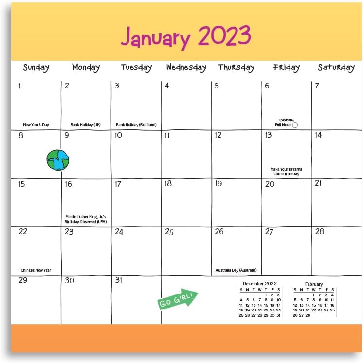 2023 Calendário de parede pendurado “Acredite em si mesmo, garota” 7,5 x 7,5 pol. Calendário de 12 meses de Ashley Rice para qualquer