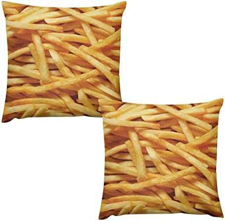 French Fries arremesso de travesseiro conjunto de 2 estojo de almofada para sofá de sofá -brasão de travesseiros decorativos