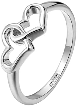 Ring Antaomi Heart Shape Crossed for Women Weanding Banding Ring Anniversary Ring Minimalist Design Rings