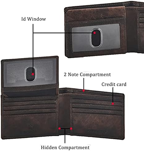 ChoChoa Real Leather RFID bloqueando a carteira bifold de segurança elegante anti -roubo com 2 janela de identificação