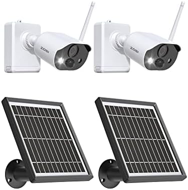 Zosi 2Pack C306Pro Adicionar câmera sem fio com bateria com painel solar, visão noturna colorida, holofo