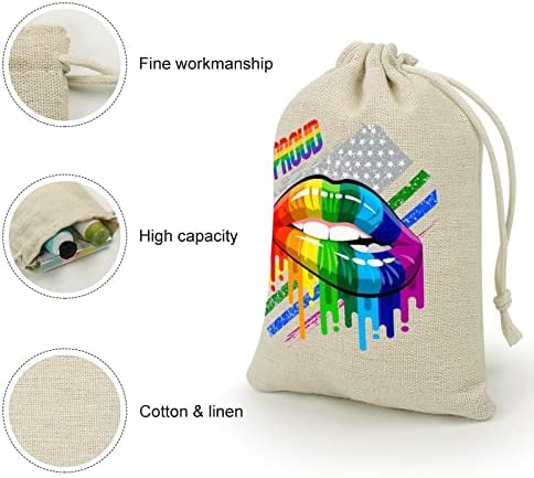 95 Lipsbian Rainbow Lips Pride Putrinhas Bolsas de armazenamento bolsas de presente de doces Reutilizável e compacto de bolso multiuso 8pcs