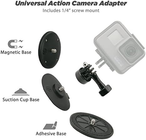 SCOSCHE AMK1 Closeup Prokit Universal Action Camera Mount Kit com três bases de montagem incluídas magnéticas, adesivas e sucção para uso interno/externo