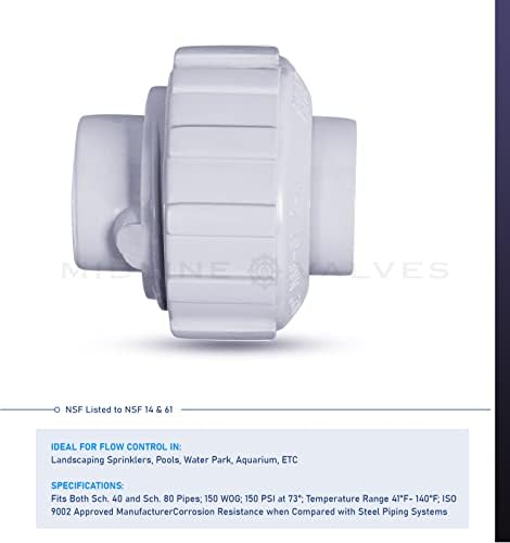 Válvula de linha média União PVC União de acoplamento de tubo de ajuste 1-1/2 '' plástico branco fip