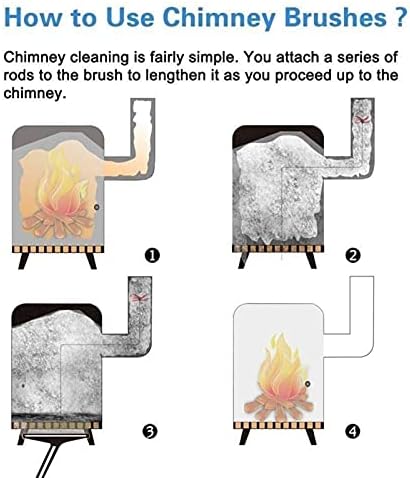 MXDJ 9/12/15/18 Hastes Chimney Brush 41cm/61cm Kit de limpeza de chaminés para caça de limpeza de parede do secador de escova de chaminé