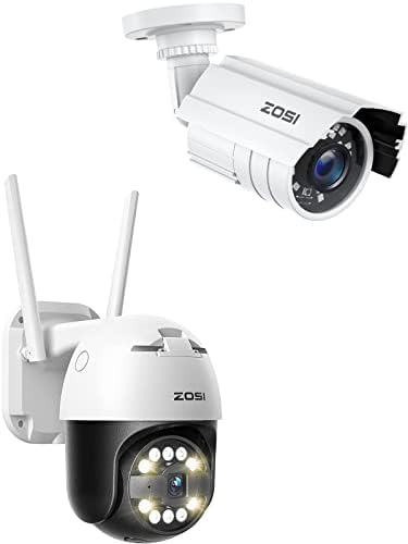 ZOSI 1080P 2MP 4-1-1 TVI/CVI/AHD/960H CEMANÇA DE SEGURANÇA CCTV CCTV & C296 Câmera Wi-Fi PTZ 5MP, câmera de panela/inclinação para vigilância doméstica, detecção de veículos de pessoa inteligente, visão noturna colorida, Visão de 2 vias