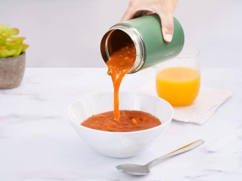 Decor Vacuum Food Flask para uma jarra de comida quente e fria com tampa | recipientes de armazenamento de sopa de aço inoxidável 520ml - verde de sálvia