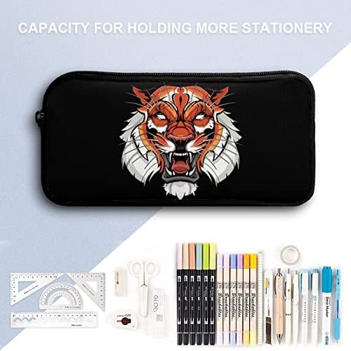 Tiger Head lápis Caso de papelaria bolsa de caneta portátil Bolsa de armazenamento Organizer Gift