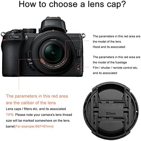 Gaoag 2 pacote de 37 mm de lente de pitada central para o Olympus Canon Nikon e outra marca de lentes com linha de filtro de 37 mm, substitui o Olympus LC-37B Cap