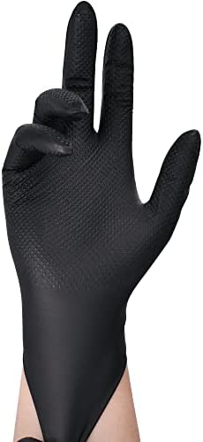 Titanflex Thor Grip Soft de serviço preto Industrial Nitrile Luvas com textura de diamante elevada, 8 mil, látex